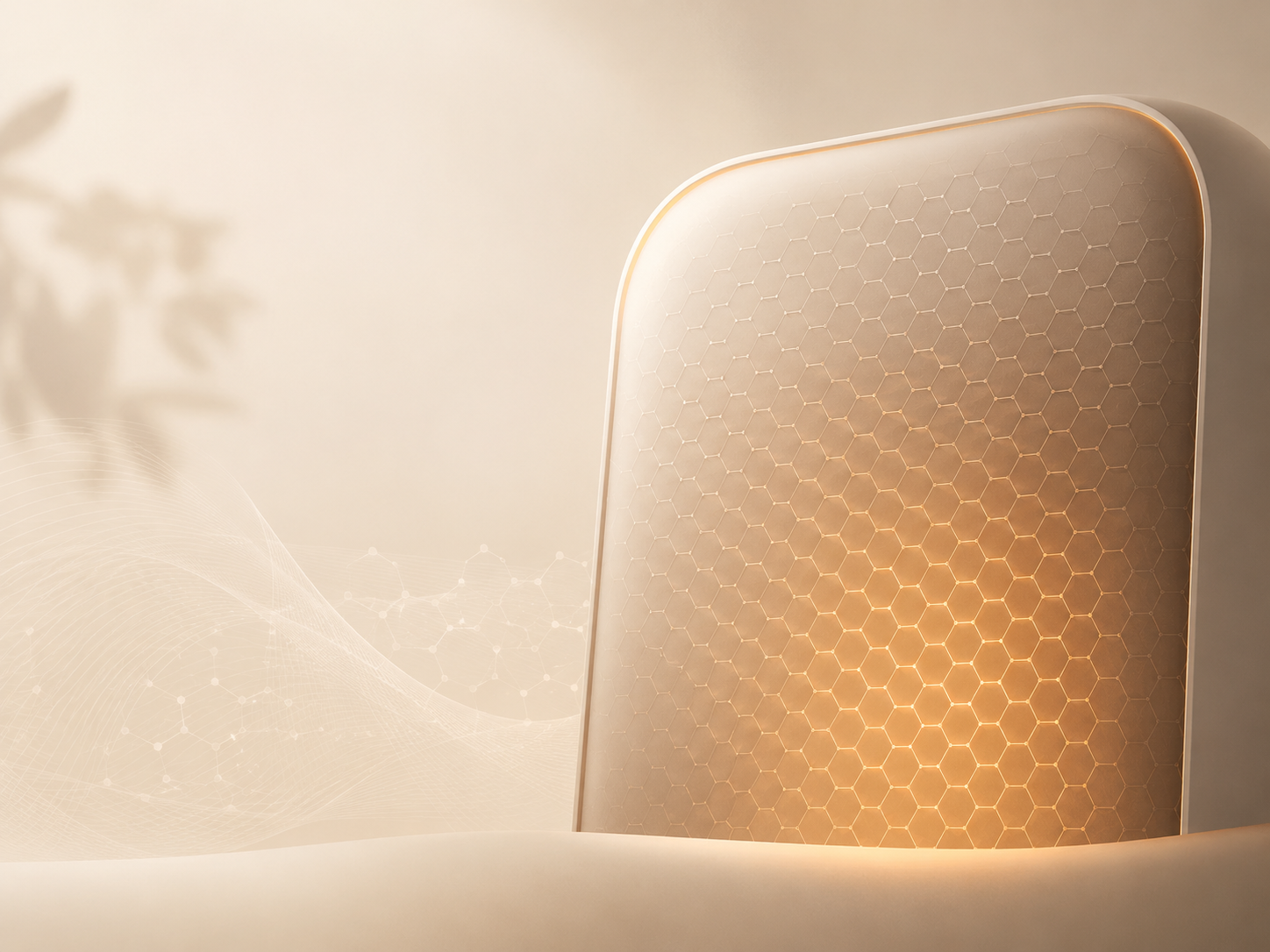 Graphenix Labs single-layer graphene far infrared wellness device with hexagonal lattice and warm glow